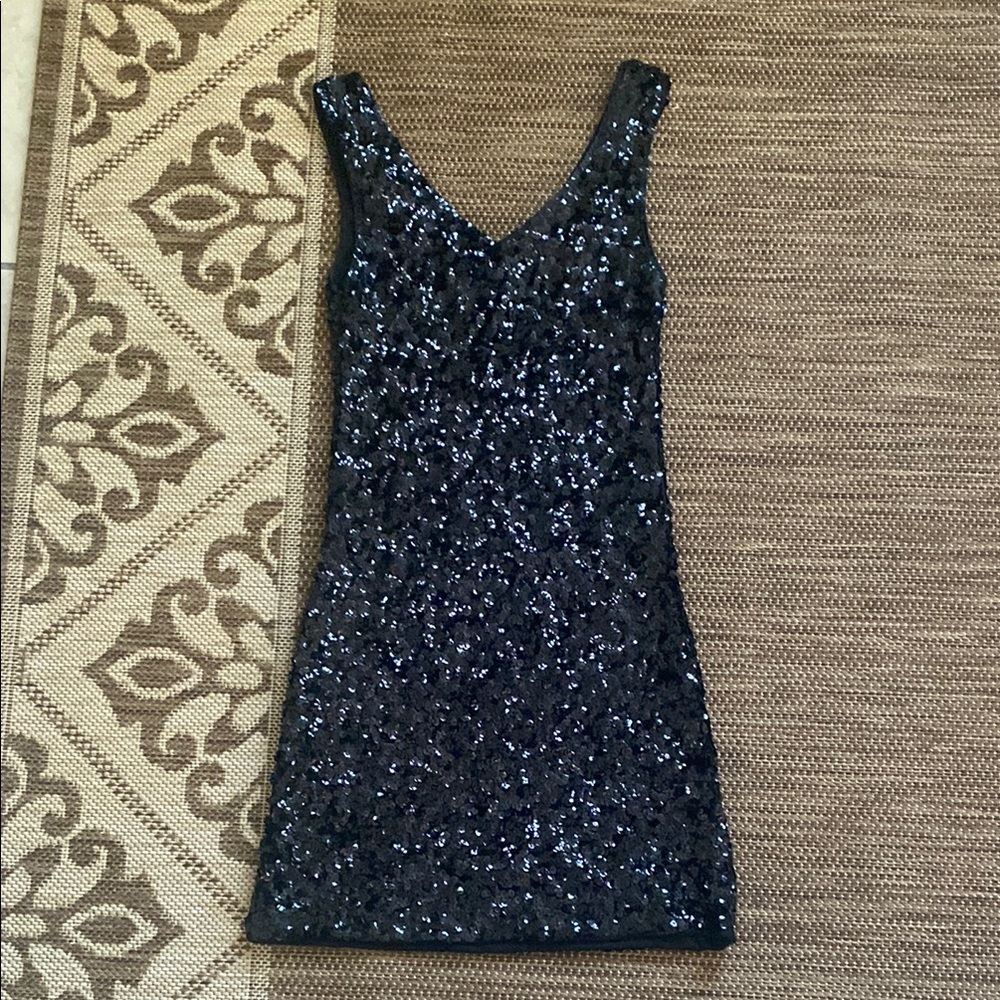 Black Sequin Sleeveless Dress